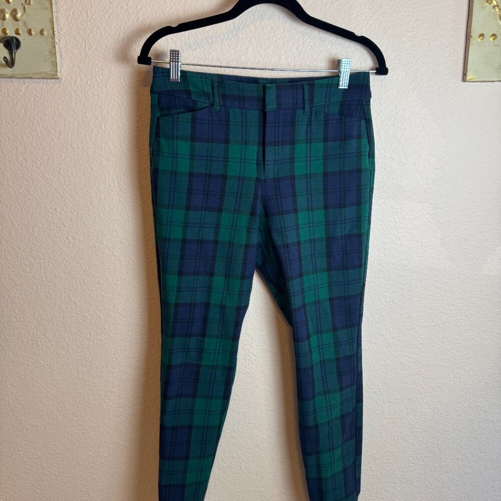 Old Navy High Rise Pixie Pants Sz 6 Green Plaid - Picture 5 of 6